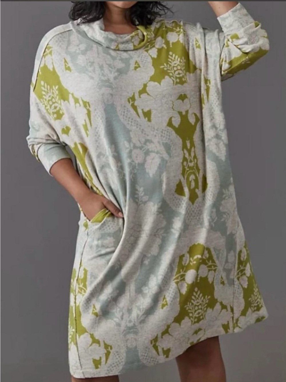 Anthropologie Saturday Sunday cozy green and blue tunic sweater dress